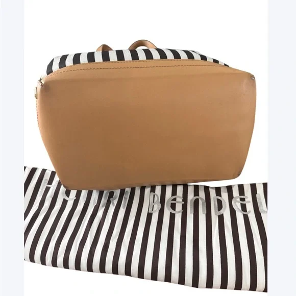 Henri Bendel Black and Tan Striped Tote includes dust bag and original receipt